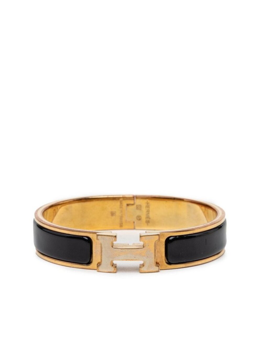 Hermes Click PM Bangle Bracelet Gold Enamel Plated